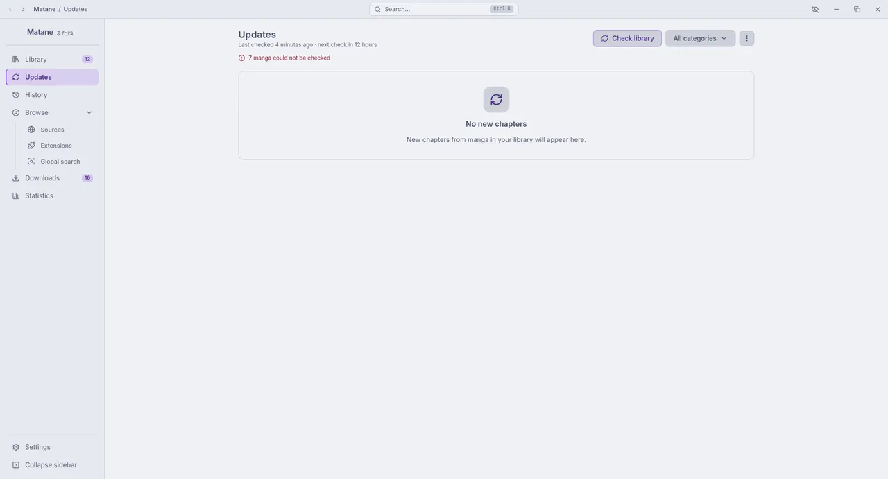 The Updates page