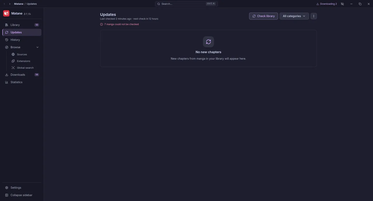 The Updates page